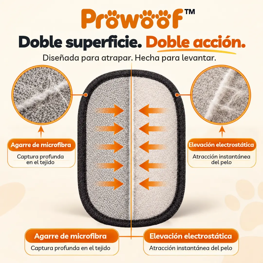 PROWOOF™ UNA PASADA Y PELOS FUERA. GUANTE ELECTROESTÁTICO PARA PERROS Y GATOS.