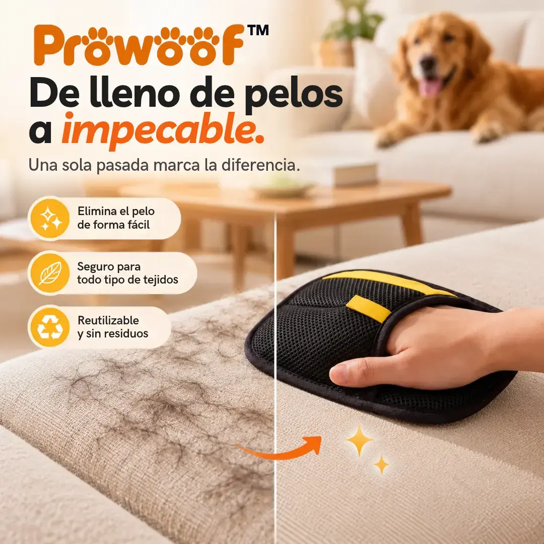 PROWOOF™ UNA PASADA Y PELOS FUERA. GUANTE ELECTROESTÁTICO PARA PERROS Y GATOS.
